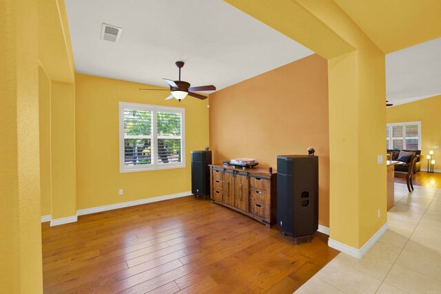 907 Rockwell Springs Ct, Escondido, CA 92025 - spare room featuring a ceiling fan, light wood-style flooring, and baseboards