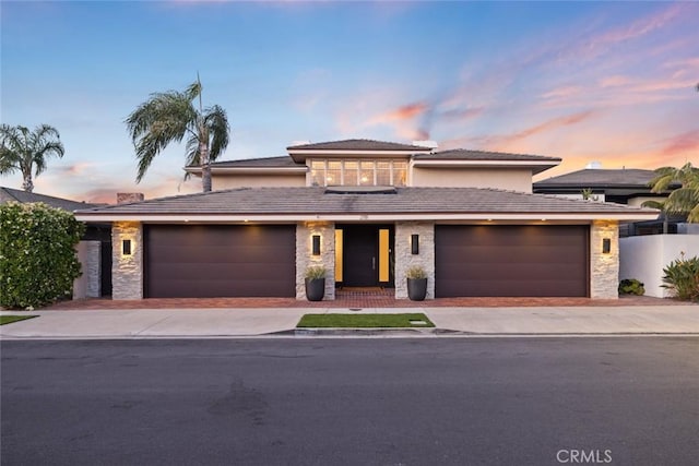 218 Evening Star Ln, Newport Beach, CA 92660 - prairie-style home with a garage and decorative driveway