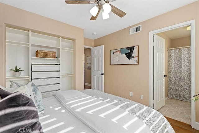 24261 Ernest Johnson Cir, Yorba Linda, CA 92887 - bedroom with wood finished floors, ceiling fan, and a closet