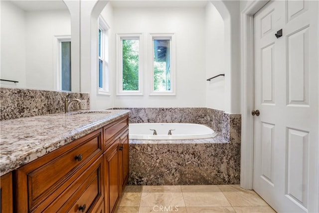 12160 Glines Ct, Tustin, CA 92782 - full bathroom with vanity, a bath, and tile patterned flooring