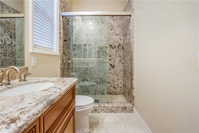 12160 Glines Ct, Tustin, CA 92782 - full bath with vanity, a shower stall, and tile patterned flooring