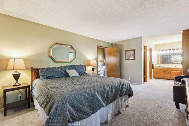 27495 Cedarwood Dr, Lake Arrowhead, CA 92352 - carpeted bedroom with baseboards, a textured ceiling, and ensuite bath