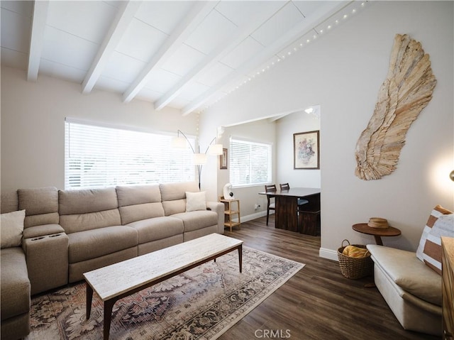 4239 Ish Dr, Simi Valley, CA 93063 - living room featuring dark wood-style flooring and baseboards