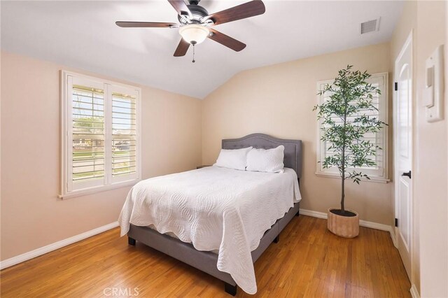 6003 Eastbrook Ave, Lakewood, CA 90713 - bedroom featuring wood finished floors, vaulted ceiling, and ceiling fan