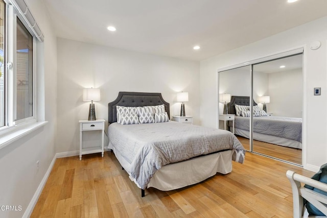 2791 Elizondo Ave, Simi Valley, CA 93065 - bedroom with light wood-type flooring, a closet, and recessed lighting