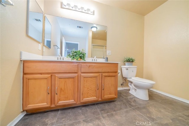 18427 Blue Sky St, Riverside, CA 92508 - full bath featuring double vanity, toilet, a shower with door, and baseboards