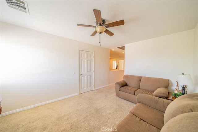 18427 Blue Sky St, Riverside, CA 92508 - living area with carpet flooring, ceiling fan, and baseboards