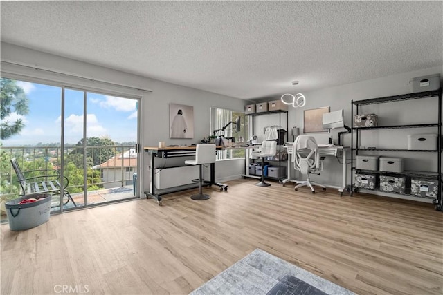 5369 Algarrobo Unit 3F, Laguna Woods, CA 92637 - office space with a textured ceiling, wood finished floors, and plenty of natural light