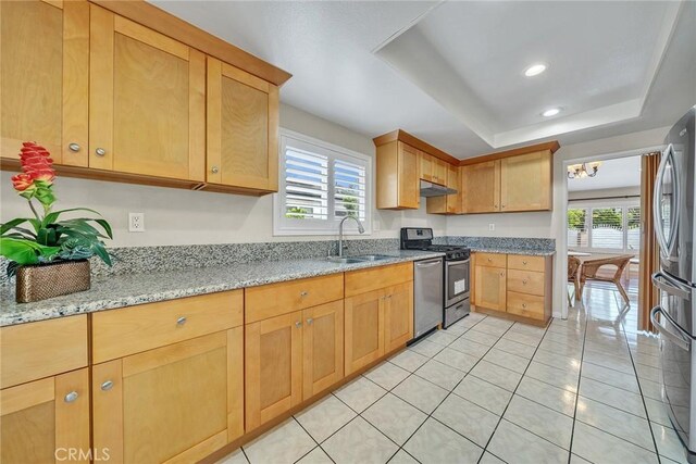 19545 Quicksilver Ln, Rowland Heights, CA 91748 - kitchen featuring a sink, stainless steel appliances, healthy amount of natural light, under cabinet range hood, and recessed lighting