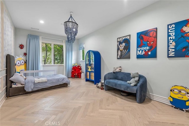 25548 Kingston Ct, Calabasas, CA 91302 - bedroom with recessed lighting and a chandelier