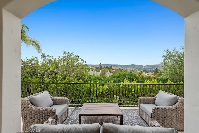 25548 Kingston Ct, Calabasas, CA 91302 - view of patio with an outdoor hangout area and a mountain view