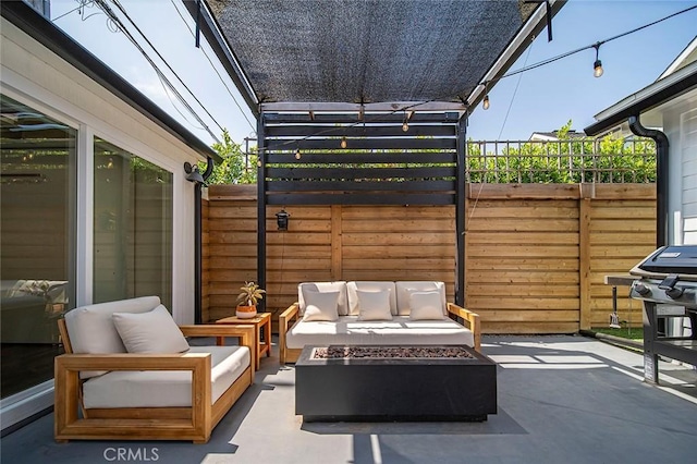 4218 E 3rd St, Long Beach, CA 90814 - view of patio / terrace with area for grilling and an outdoor living space with a fire pit
