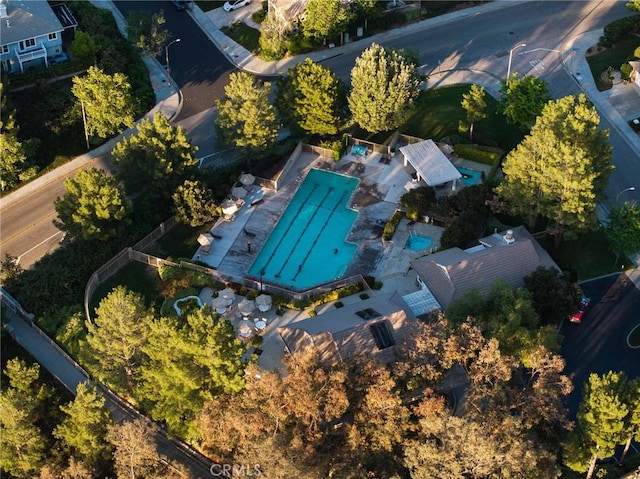 23317 Cuestport Dr, Valencia, CA 91354 - aerial view of property and surrounding area featuring a pool area