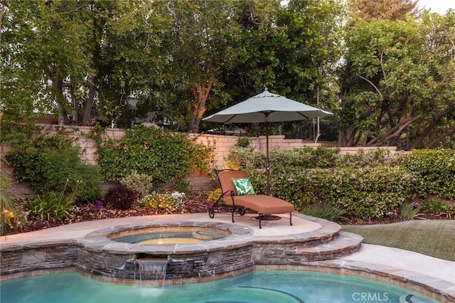 23317 Cuestport Dr, Valencia, CA 91354 - view of swimming pool featuring an in-ground hot tub and a patio area