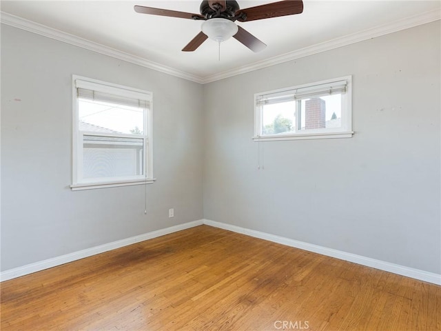 1032 W R St, Wilmington, CA 90744 - unfurnished room featuring baseboards, light wood-style floors, crown molding, and ceiling fan