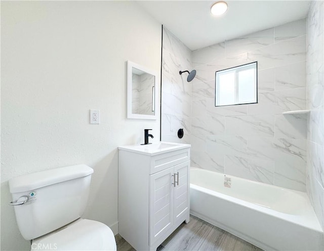 1512 S Butler Ave, Compton, CA 90221 - bathroom featuring vanity, toilet,  shower combination, and wood finished floors