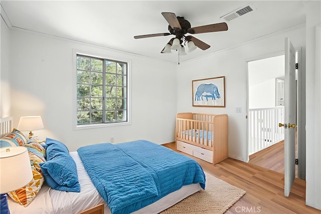 28918 Lillyglen Dr, Canyon Country, CA 91387 - bedroom featuring light wood finished floors and a ceiling fan