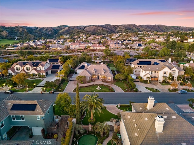 19103 Green Oaks Rd, Yorba Linda, CA 92886 - aerial view at dusk of a mountain view and a residential view
