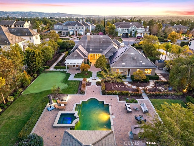 19103 Green Oaks Rd, Yorba Linda, CA 92886 - aerial view of residential area with a pool