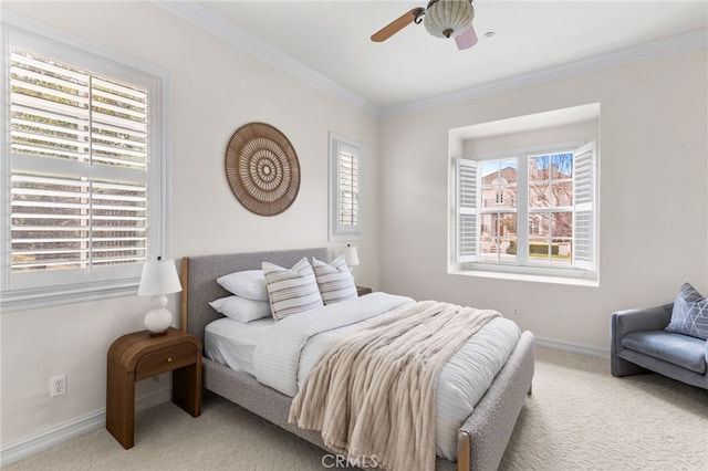 19103 Green Oaks Rd, Yorba Linda, CA 92886 - bedroom featuring carpet flooring, ornamental molding, and a ceiling fan