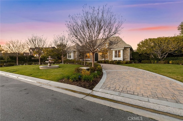 19103 Green Oaks Rd, Yorba Linda, CA 92886 - ranch-style house with curved driveway and a yard