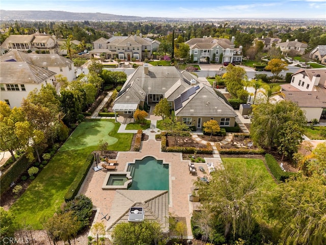 19103 Green Oaks Rd, Yorba Linda, CA 92886 - aerial perspective of suburban area featuring a pool area