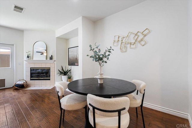 645 Sumner Way Unit 3, Oceanside, CA 92058 - dining space featuring hardwood / wood-style floors and a fireplace
