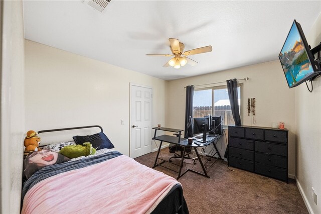 32642 Durango Ct, Wildomar, CA 92595 - bedroom featuring carpet floors, baseboards, and a ceiling fan