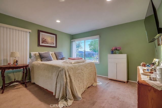 4002 Camerino St, Lakewood, CA 90712 - bedroom with light carpet, recessed lighting, and baseboards