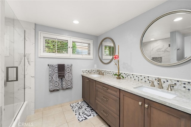 1738 N Ukiah Way, Upland, CA 91784 - bathroom featuring double vanity, recessed lighting, and tile patterned floors