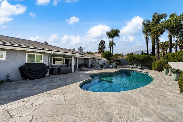 1738 N Ukiah Way, Upland, CA 91784 - view of pool with a jacuzzi, a patio, and a fenced backyard