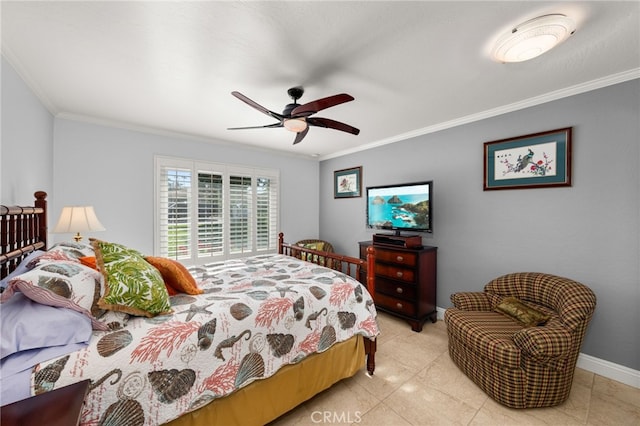 1738 N Ukiah Way, Upland, CA 91784 - bedroom with ornamental molding, baseboards, and ceiling fan