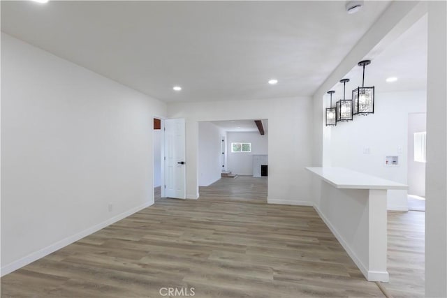 1342 W Magnolia St, Compton, CA 90220 - hallway with light wood-type flooring, baseboards, and recessed lighting