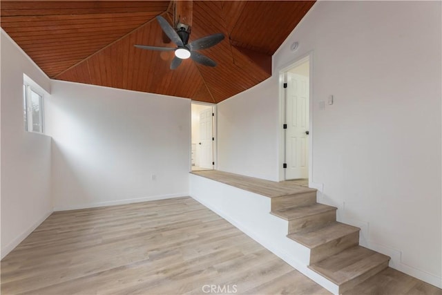 1342 W Magnolia St, Compton, CA 90220 - unfurnished room with wooden ceiling, a ceiling fan, lofted ceiling, light wood-style flooring, and baseboards