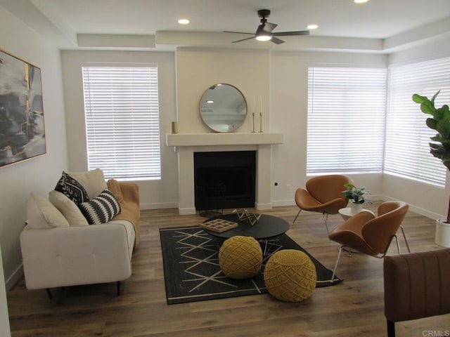 3581 Cameo Dr Unit 35, Oceanside, CA 92056 - living area featuring a fireplace, plenty of natural light, ceiling fan, and recessed lighting