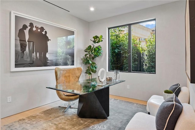 16828 Otsego St, Encino, CA 91436 - home office featuring wood finished floors and recessed lighting