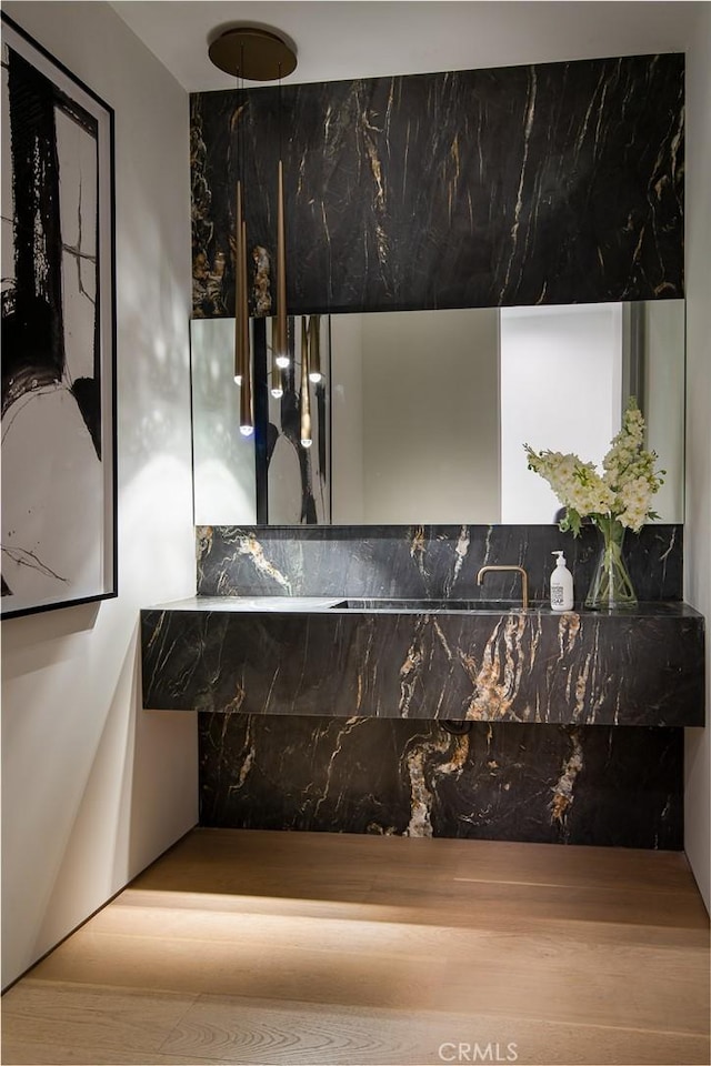 16828 Otsego St, Encino, CA 91436 - bathroom featuring wood finished floors