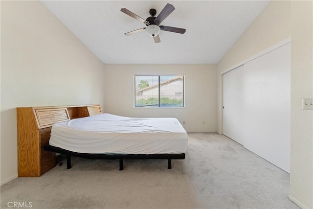 42330 61st St W, Lancaster, CA 93536 - carpeted bedroom with lofted ceiling, a closet, and ceiling fan