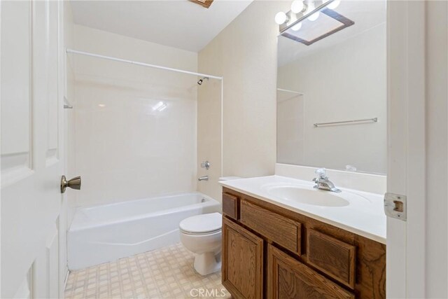 42330 61st St W, Lancaster, CA 93536 - bathroom with vanity, toilet, tub / shower combination, and tile patterned floors