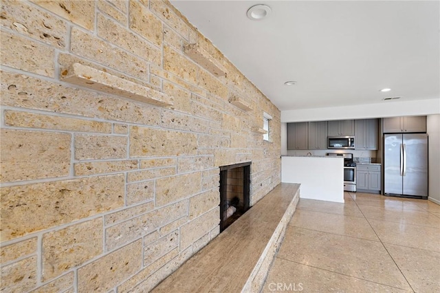 4612 W 132nd St, Hawthorne, CA 90250 - unfurnished living room featuring a fireplace and recessed lighting