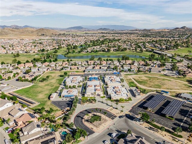 29042 Botanical Cir, Menifee, CA 92584 - aerial view of property's location featuring a water and mountain view, nearby suburban area, and a local golf course