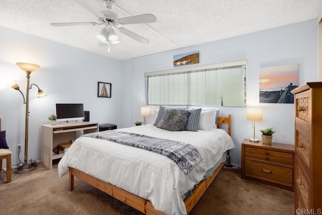 7780 Parkway Dr Unit 703, La Mesa, CA 91942 - carpeted bedroom with a textured ceiling and a ceiling fan