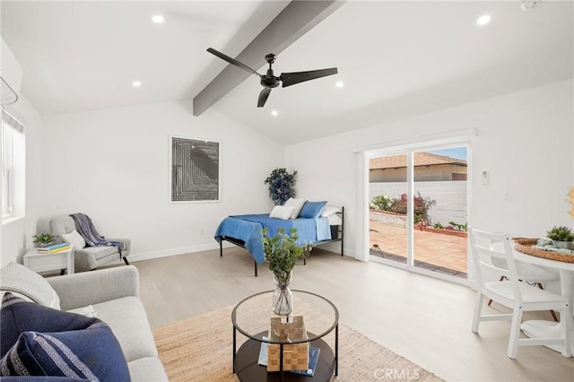 453 N Walker Ave, San Pedro, CA 90732 - bedroom featuring access to outside, light wood-style flooring, multiple windows, baseboards, and recessed lighting