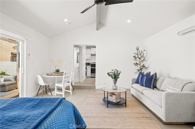 453 N Walker Ave, San Pedro, CA 90732 - bedroom featuring wood finished floors, access to outside, baseboards, a ceiling fan, and a wall mounted AC