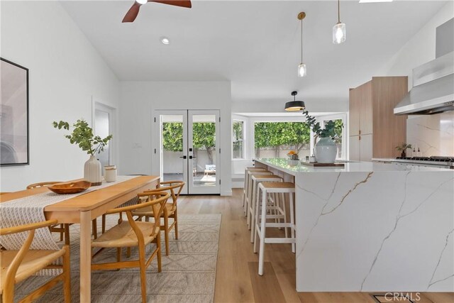 2011 Reynosa Dr, Torrance, CA 90501 - dining space with light wood finished floors, ceiling fan, recessed lighting, and french doors
