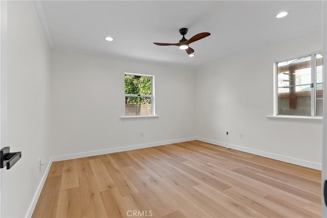 2011 Reynosa Dr, Torrance, CA 90501 - spare room with crown molding, ceiling fan, recessed lighting, light wood-style floors, and baseboards