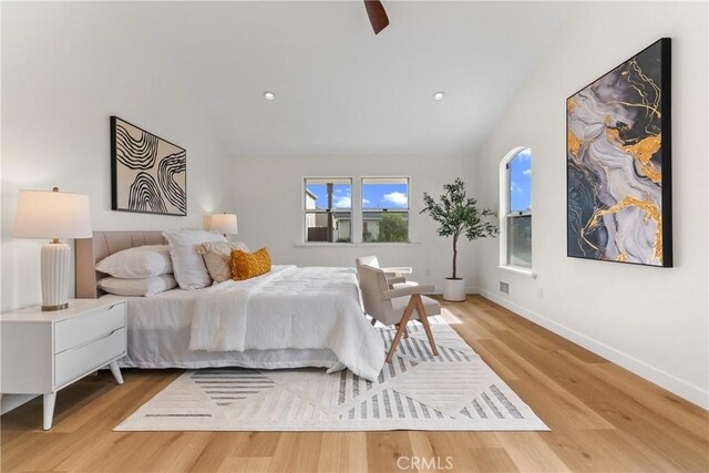 2011 Reynosa Dr, Torrance, CA 90501 - bedroom with lofted ceiling, light wood-style flooring, baseboards, and recessed lighting