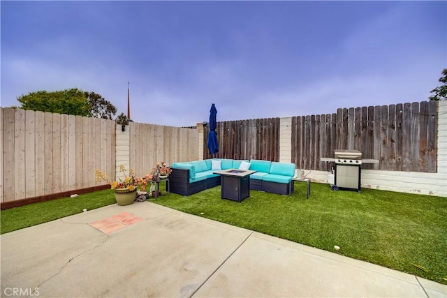 1121 Rose Ct, Grover Beach, CA 93433 - view of patio with an outdoor living space with a fire pit and a grill