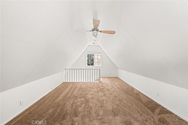 1244 Bear Springs Rd, Twin Peaks, CA 92391 - additional living space featuring lofted ceiling, a ceiling fan, carpet, and baseboards