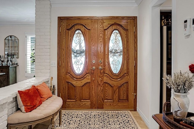 6505 Smoke Tree Ave, Oak Park, CA 91377 - foyer featuring crown molding, plenty of natural light, and baseboards